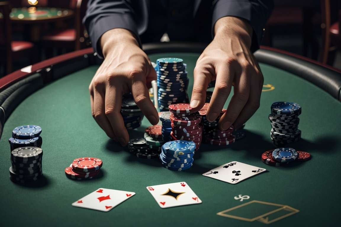 fichas de poker sobre una mesa de poker