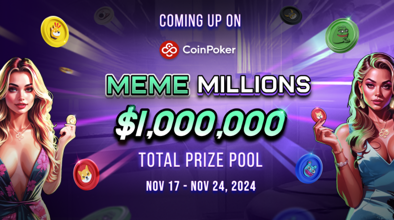 Torneos "Meme Millions" de 1 millón de dólares de CoinPoker en Noviembre 2024